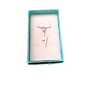 Silver Lightning Bolt Pendant Necklace